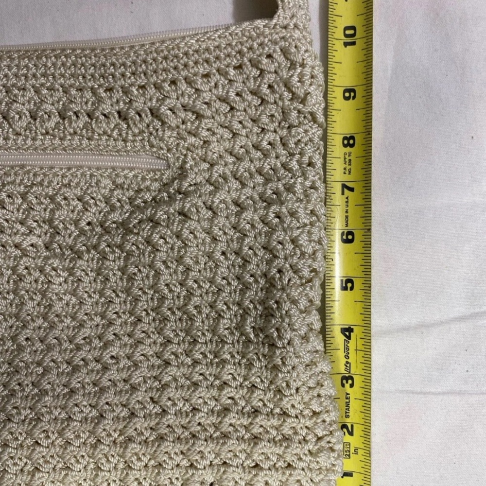 The Sak Crochet Crossbody Shoulder Bag Cream Beige Woven Boho Zippered - Picture 4 of 9